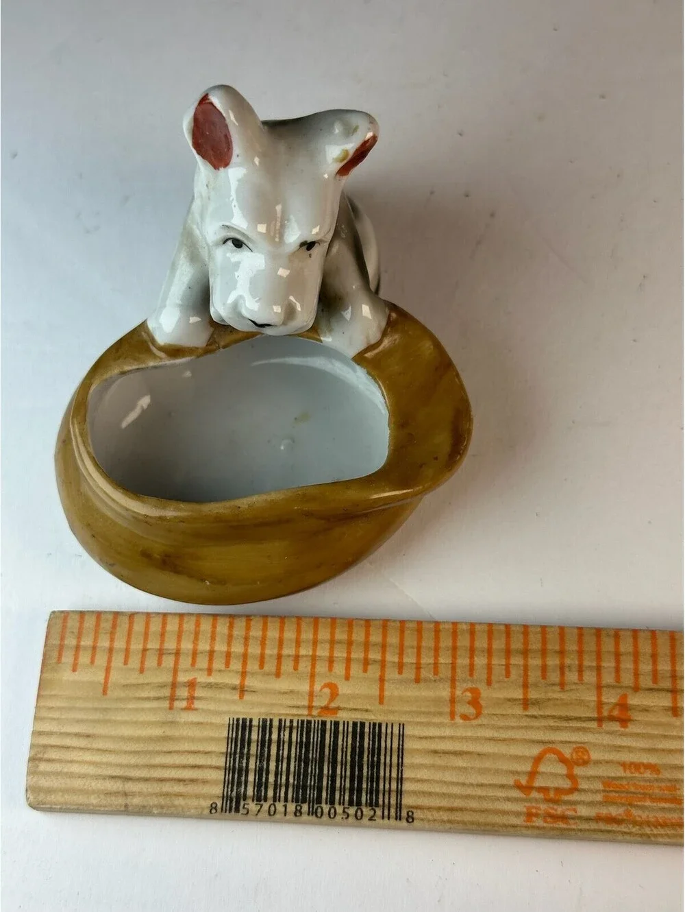 Vintage Occupied Japan Ceramic Dog Figurine Planter Trinket Dish D-3